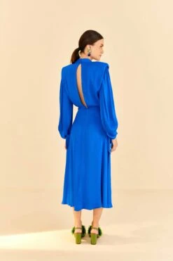 Farm Rio Blue Shoulder Pads Maxi Dress -Farm Rio Store 314477 04