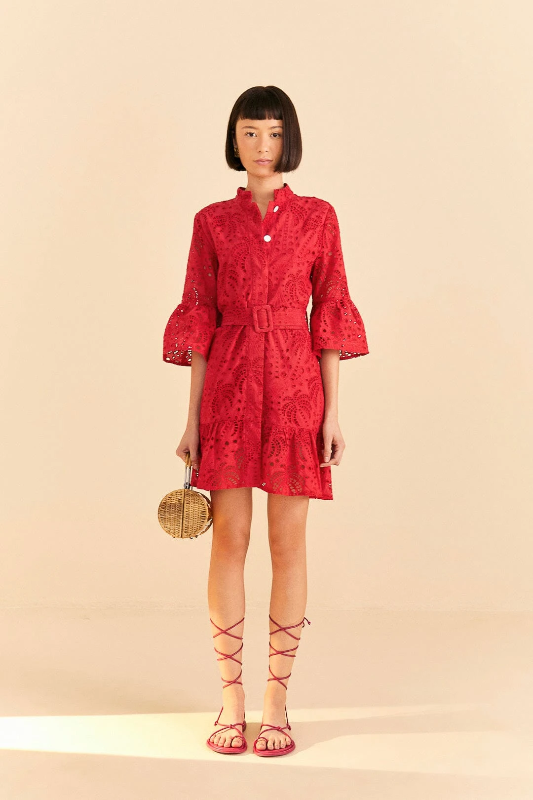 Farm Rio Red Palm Tree Mini Dress 2 Farm Rio Red Palm Tree Mini Dress