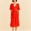 Farm Rio Red Short Sleeves Midi Dress -Farm Rio Store 314511 01