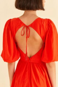 Farm Rio Red Short Sleeves Midi Dress 10 Farm Rio Red Short Sleeves Midi Dress -Farm Rio Store 314511 03