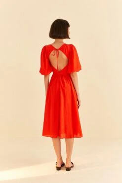 Farm Rio Red Short Sleeves Midi Dress 12 Farm Rio Red Short Sleeves Midi Dress -Farm Rio Store 314511 05