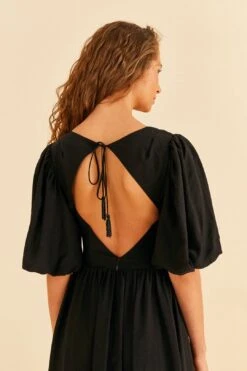 Farm Rio Black Short Sleeves Midi Dress -Farm Rio Store 314512 05