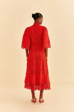 Farm Rio Red Guipure Cut Out Midi Dress 14 Farm Rio Red Guipure Cut Out Midi Dress -Farm Rio Store 314516 04