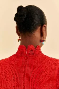 Farm Rio Red Guipure Cut Out Midi Dress 15 Farm Rio Red Guipure Cut Out Midi Dress -Farm Rio Store 314516 05