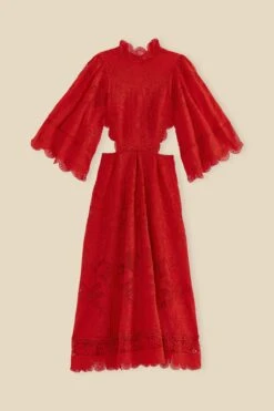 Farm Rio Red Guipure Cut Out Midi Dress 17 Farm Rio Red Guipure Cut Out Midi Dress -Farm Rio Store 314516 07