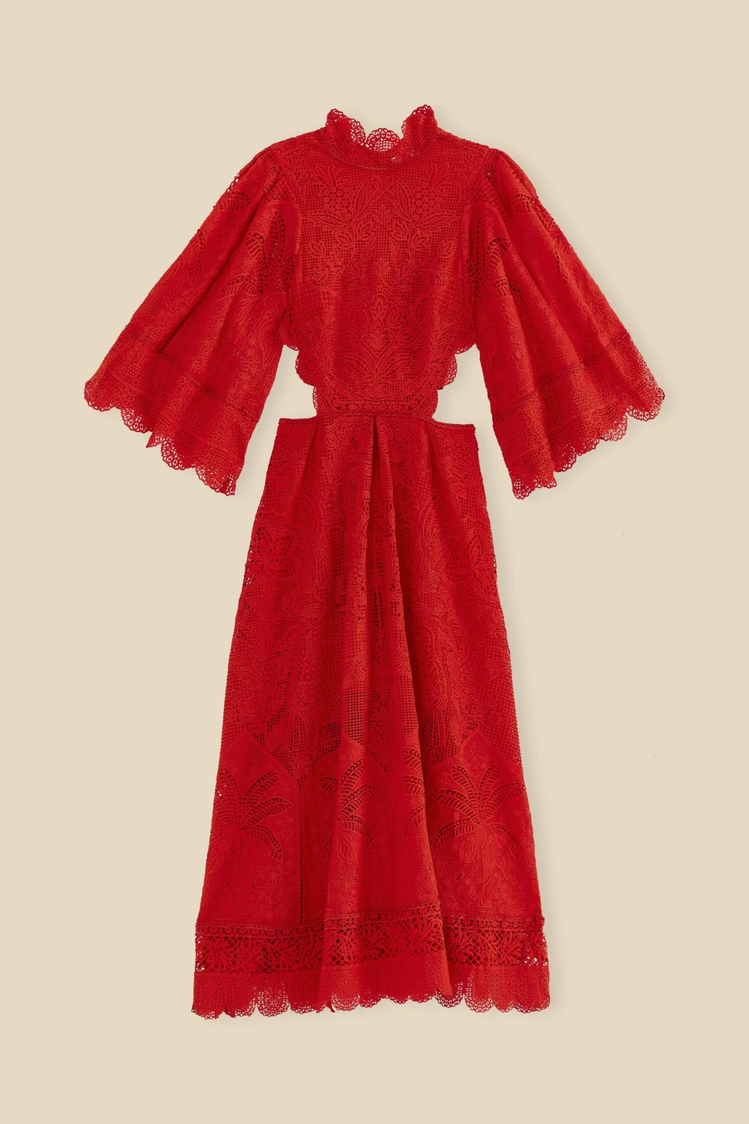 Farm Rio Red Guipure Cut Out Midi Dress 10 Farm Rio Red Guipure Cut Out Midi Dress - Image 8