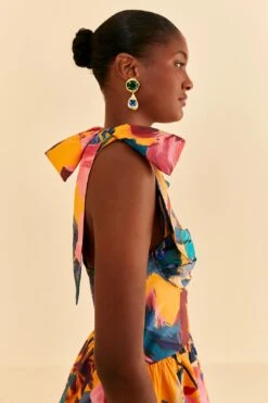 Farm Rio Yellow Painted Flowers Layered Maxi Dress 11 Farm Rio Yellow Painted Flowers Layered Maxi Dress -Farm Rio Store 314752 03