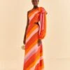 Farm Rio Party Stripes Multicolor One Shoulder Maxi Dress 2 Farm Rio Party Stripes Multicolor One Shoulder Maxi Dress -Farm Rio Store 314757 02