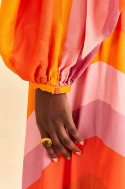 Farm Rio Party Stripes Multicolor One Shoulder Maxi Dress -Farm Rio Store 314757 06