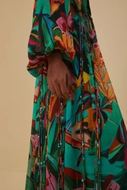 Farm Rio Banana Foliage V Neckline Maxi Dress -Farm Rio Store 314760 03