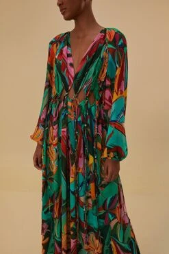 Farm Rio Banana Foliage V Neckline Maxi Dress -Farm Rio Store 314760 04