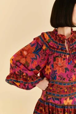 Farm Rio Pink Tropical Tapestry Long Sleeve Blouse 11 Farm Rio Pink Tropical Tapestry Long Sleeve Blouse -Farm Rio Store 315105 03