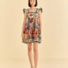 Farm Rio Off-White Tropical Yard Sleeveless Mini Dress -Farm Rio Store 315948 01