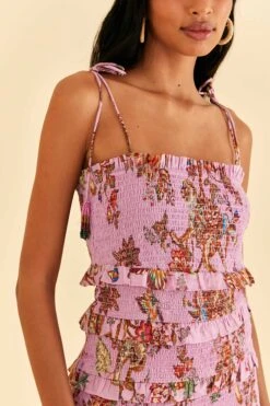 Farm Rio Lilac Floral Monkey Smocked Mini Dress 9 Farm Rio Lilac Floral Monkey Smocked Mini Dress -Farm Rio Store 315956 03