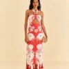 Farm Rio Pink Soft Garden Halter Neck Midi Dress -Farm Rio Store 315958 01