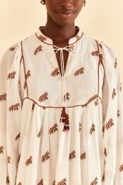 Farm Rio Off-White Embroidered Horses Midi Dress -Farm Rio Store 315962 03