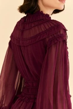Farm Rio Burgundy Ruffle High Neck Blouse 12 Farm Rio Burgundy Ruffle High Neck Blouse -Farm Rio Store 315975 03