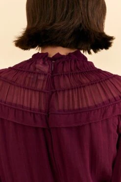 Farm Rio Burgundy Ruffle High Neck Blouse 14 Farm Rio Burgundy Ruffle High Neck Blouse -Farm Rio Store 315975 06
