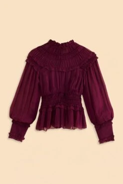 Farm Rio Burgundy Ruffle High Neck Blouse 17 Farm Rio Burgundy Ruffle High Neck Blouse -Farm Rio Store 315975 08