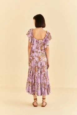 Farm Rio Lilac Floral Monkey Short Sleeve Maxi Dress 11 Farm Rio Lilac Floral Monkey Short Sleeve Maxi Dress -Farm Rio Store 316417 04