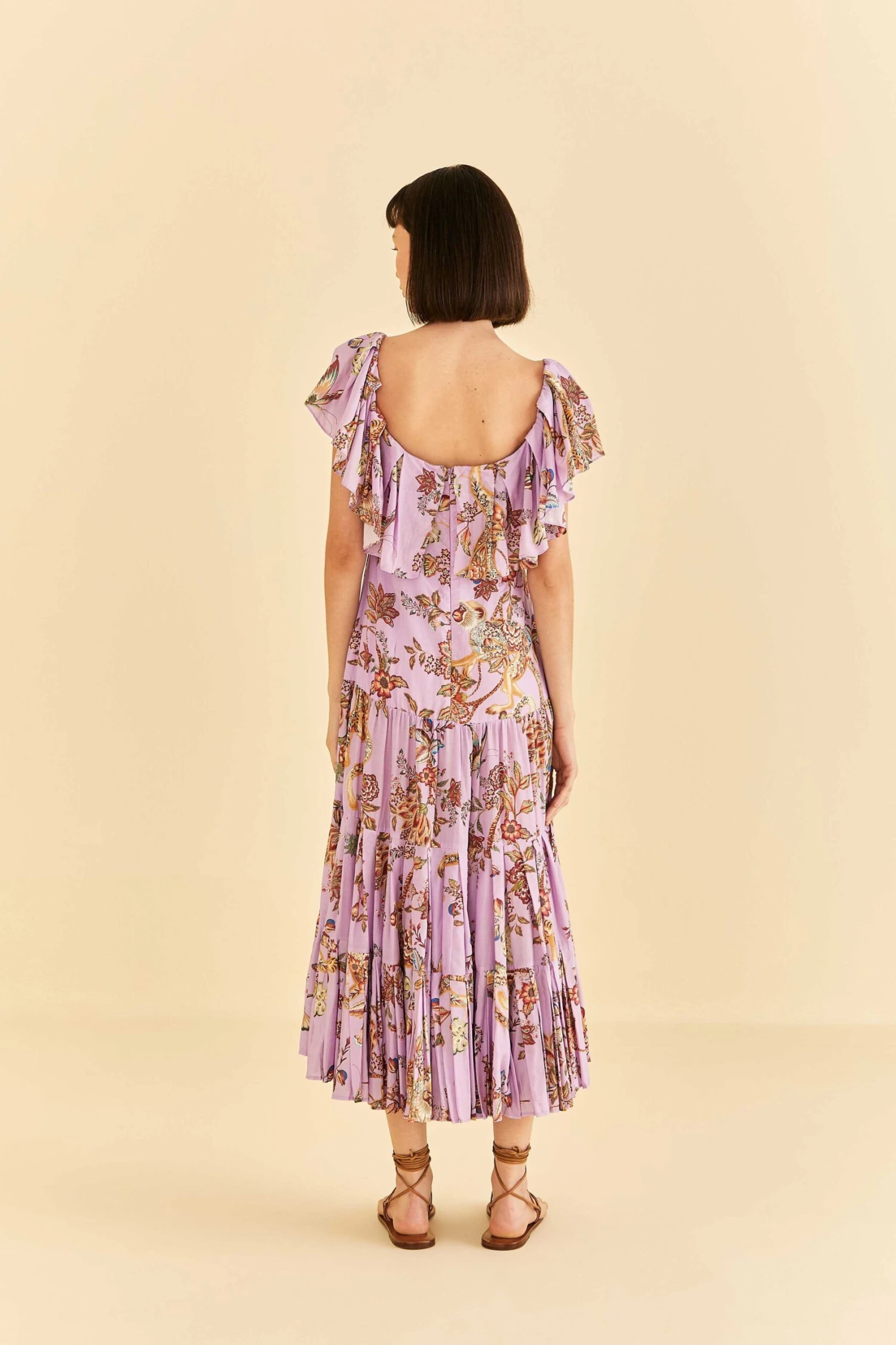 Farm Rio Lilac Floral Monkey Short Sleeve Maxi Dress 6 Farm Rio Lilac Floral Monkey Short Sleeve Maxi Dress - Image 4