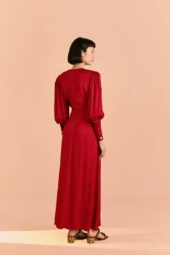 Farm Rio Red Cut Out Long Sleeve Lenzing™ Ecovero™ Viscose Maxi Dress -Farm Rio Store 317498 03