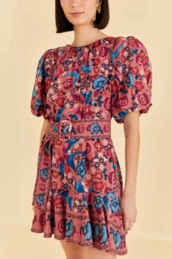 Farm Rio Blush Floral Birds Mini Dress 12 Farm Rio Blush Floral Birds Mini Dress -Farm Rio Store 318135 05