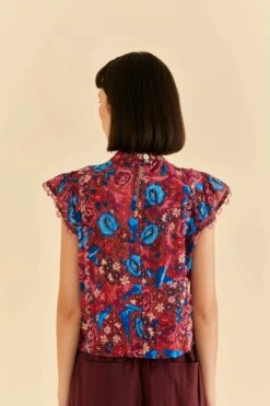 Farm Rio Blush Floral Birds Sleeveless Blouse 9 Farm Rio Blush Floral Birds Sleeveless Blouse -Farm Rio Store 318136 03