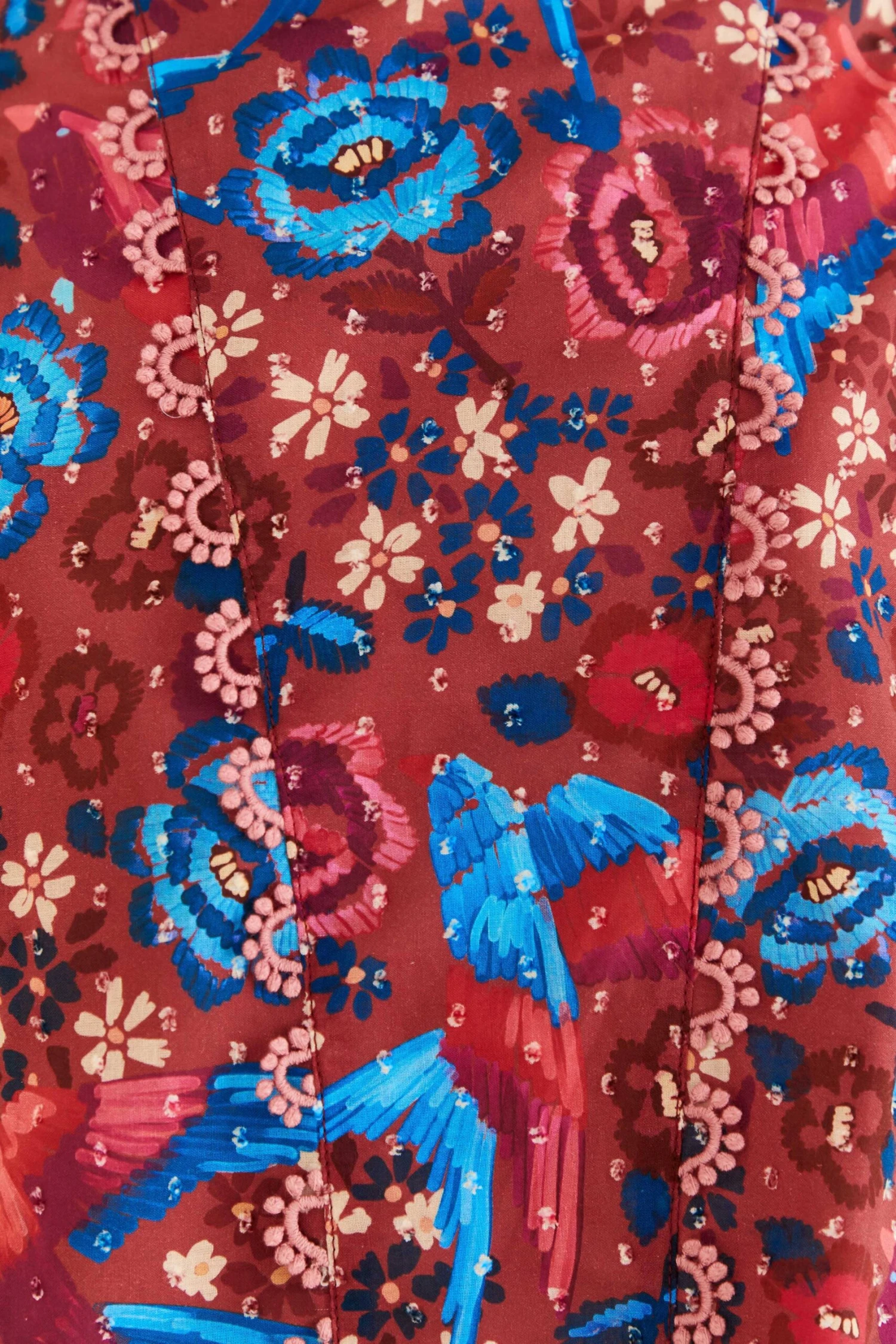 Farm Rio Blush Floral Birds Sleeveless Blouse 7 Farm Rio Blush Floral Birds Sleeveless Blouse - Image 5