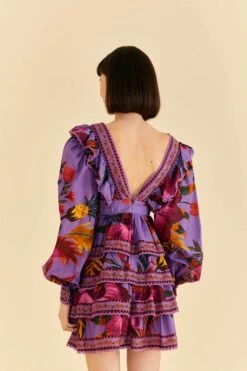 Farm Rio Purple Maxi Flowers Mini Dress -Farm Rio Store 318162 04