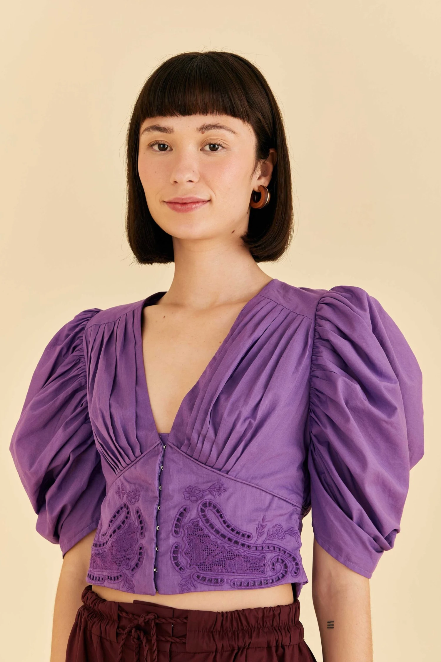 Farm Rio Purple Cropped Blouse 3 Farm Rio Purple Cropped Blouse