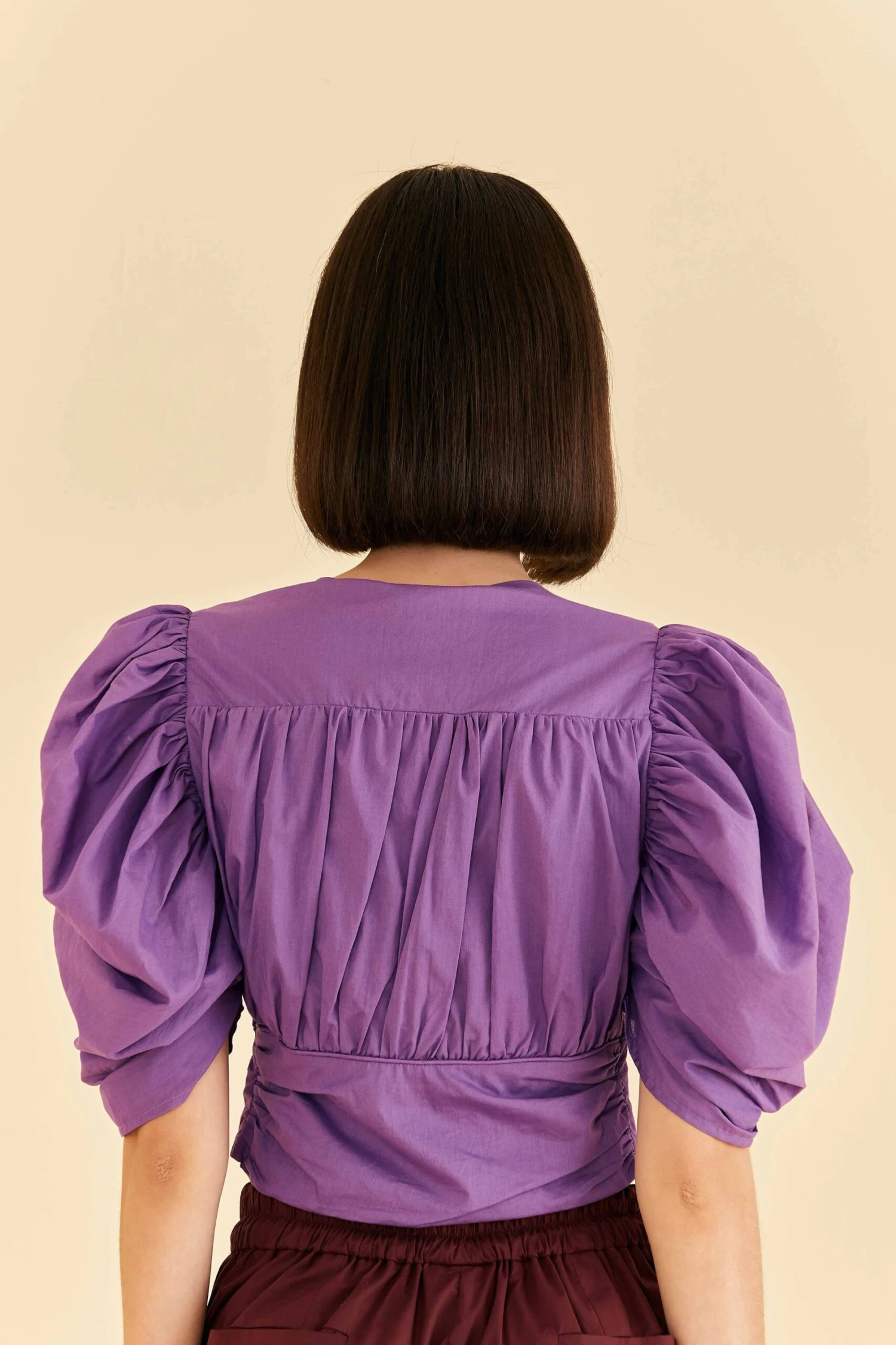 Farm Rio Purple Cropped Blouse 5 Farm Rio Purple Cropped Blouse - Image 3